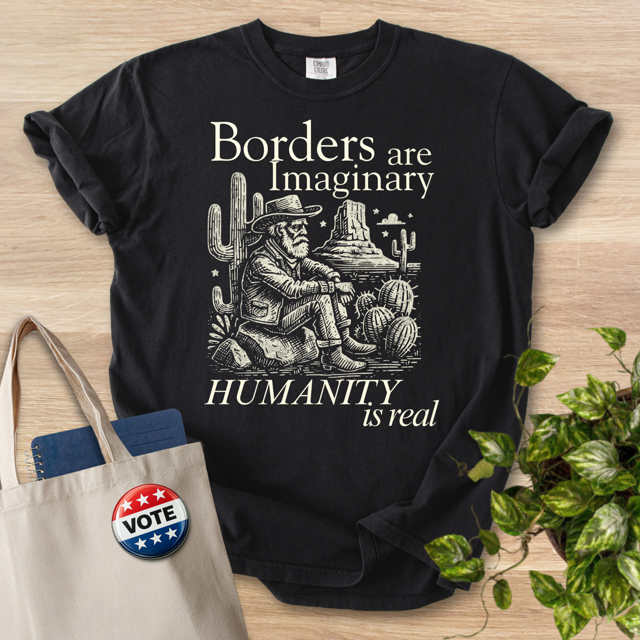 Borders are Imaginary Humanity Tee