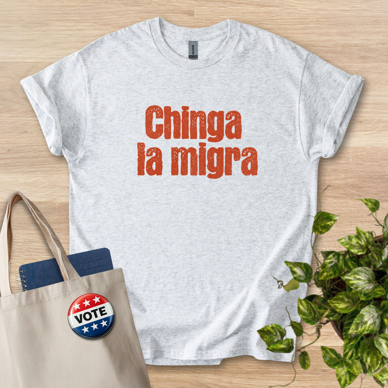 Chinga la Migra- Text Only Tee