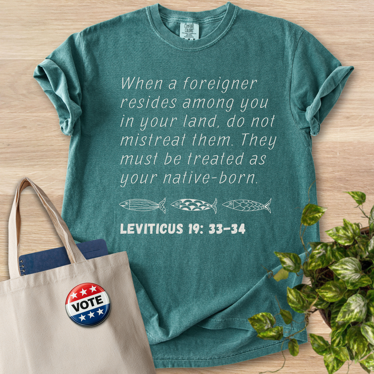 Leviticus 19:33-34 Fish Tee